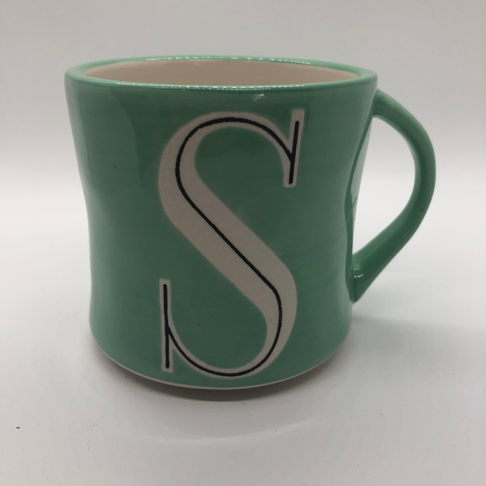 Anthropologie Monogram Mug Letter S Hand Painted